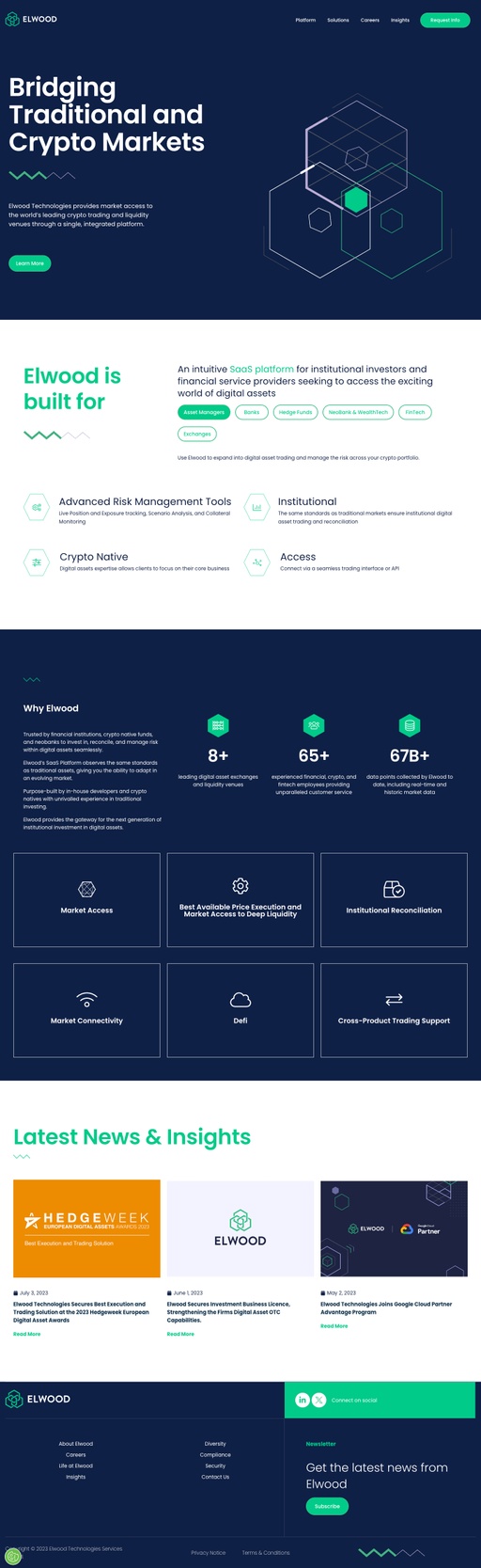 Screenshot from website top part