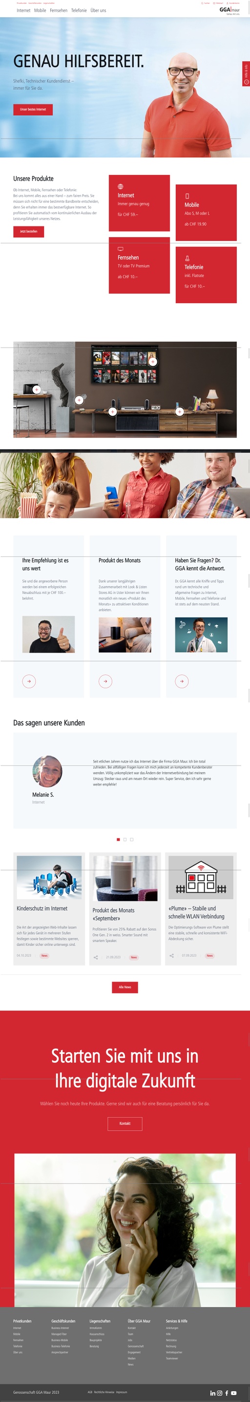 Screenshot from website top part