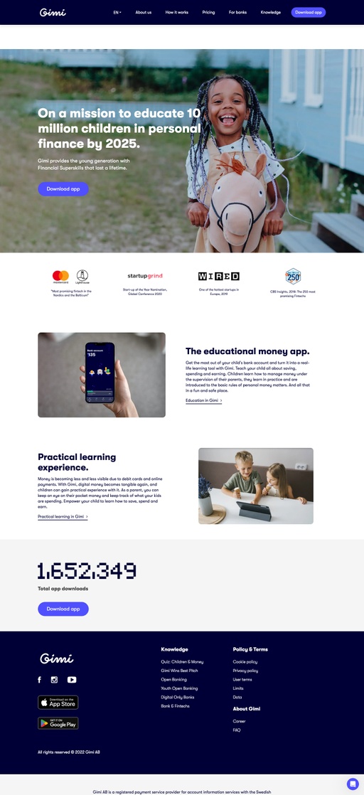 Screenshot from website top part