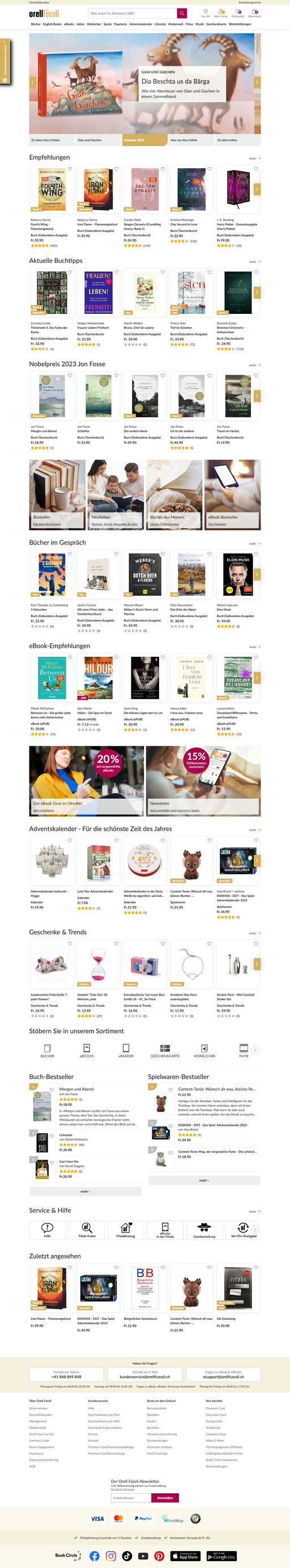 Screenshot from website top part