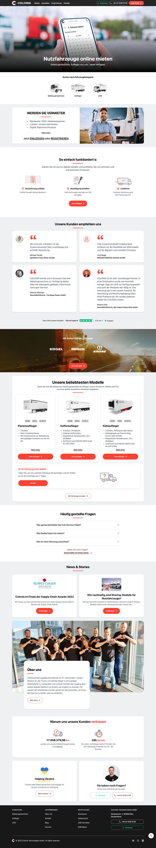 Screenshot from website top part