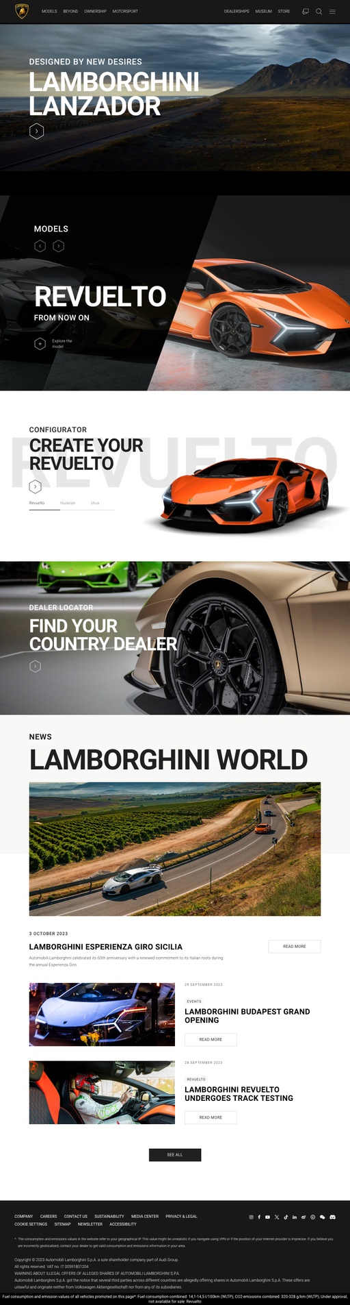 Screenshot from website top part