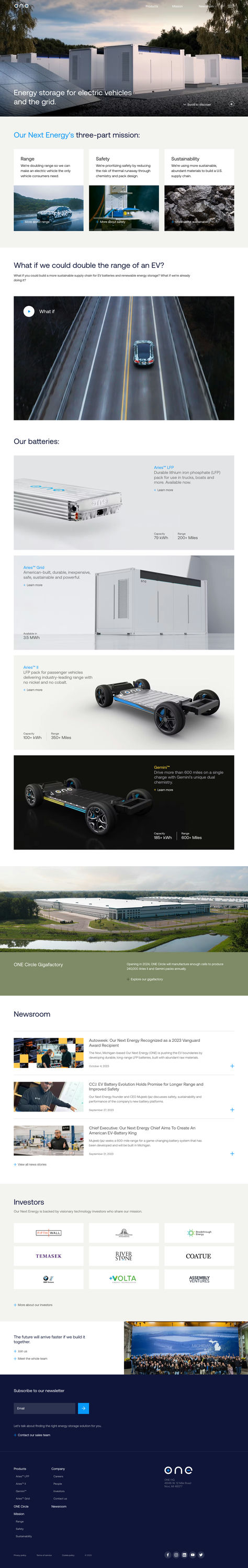 Screenshot from website top part