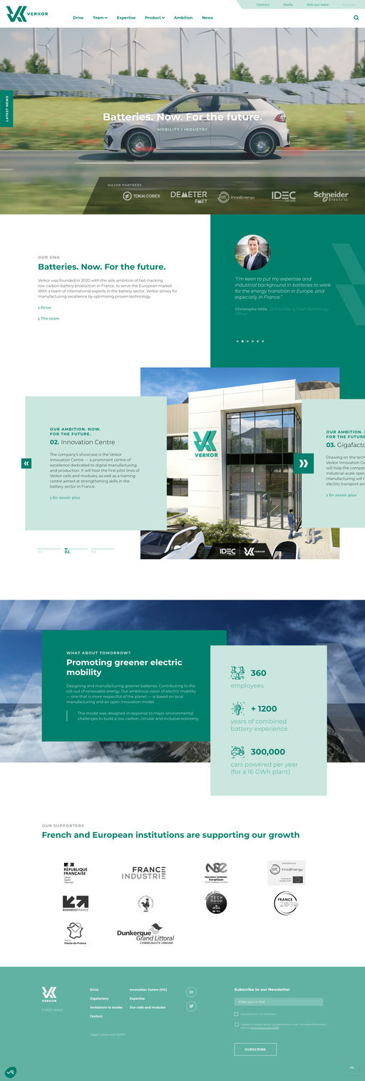 Screenshot from website top part