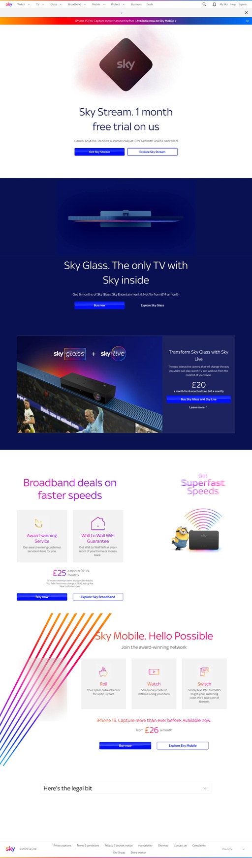 Screenshot from website top part