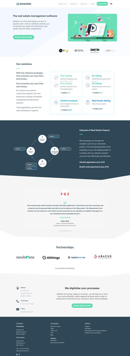 Screenshot from website top part