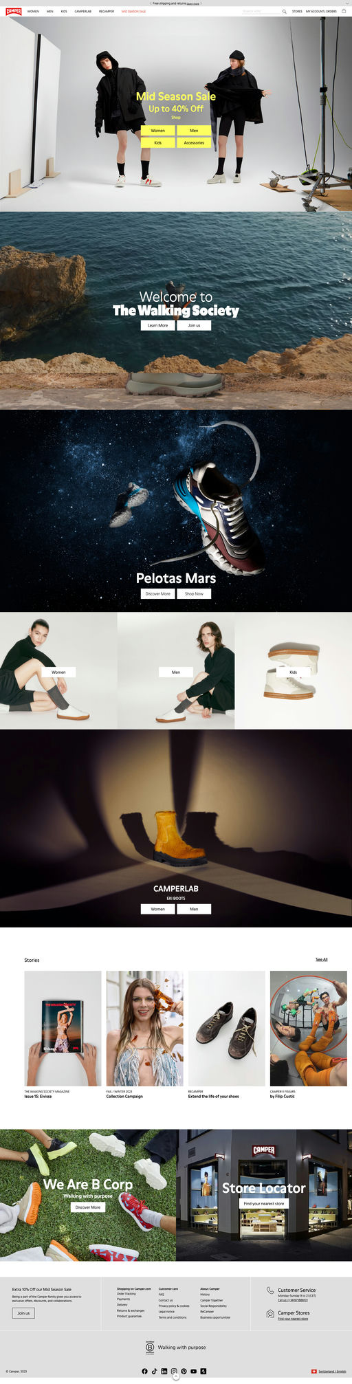 Screenshot from website top part