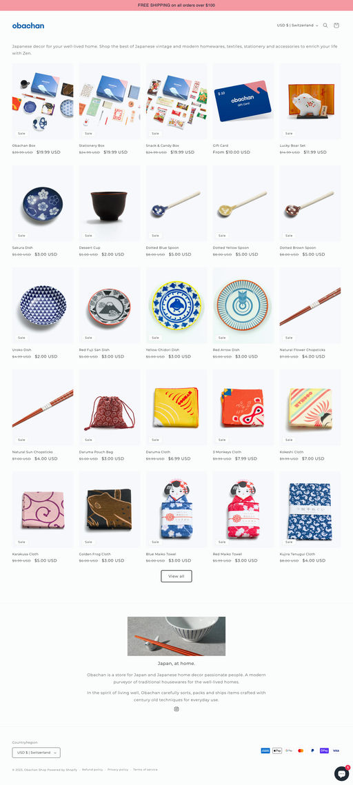 Screenshot from website top part