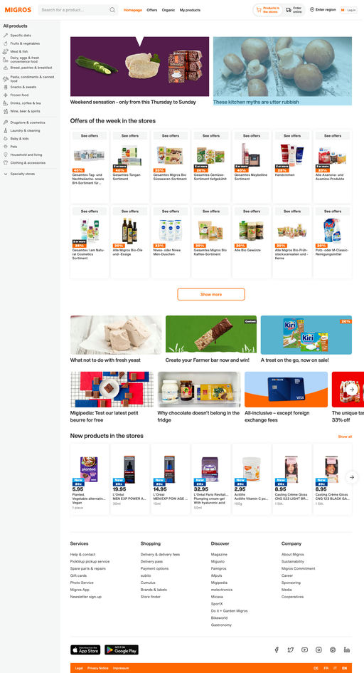 Screenshot from website top part