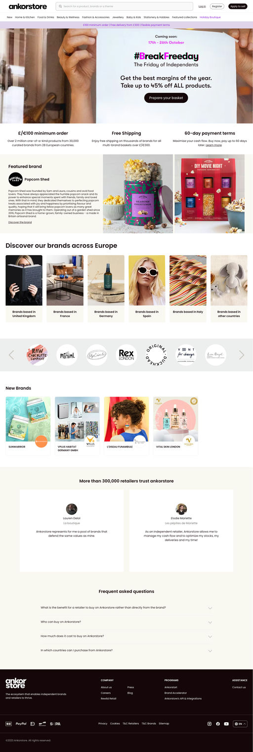 Screenshot from website top part