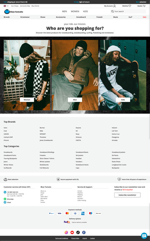 Screenshot from website top part