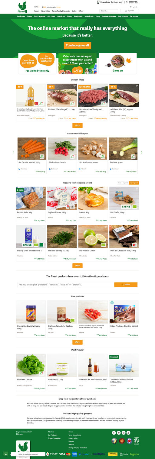 Screenshot from website top part