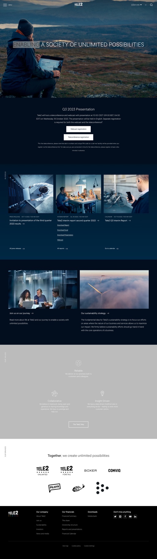 Screenshot from website top part