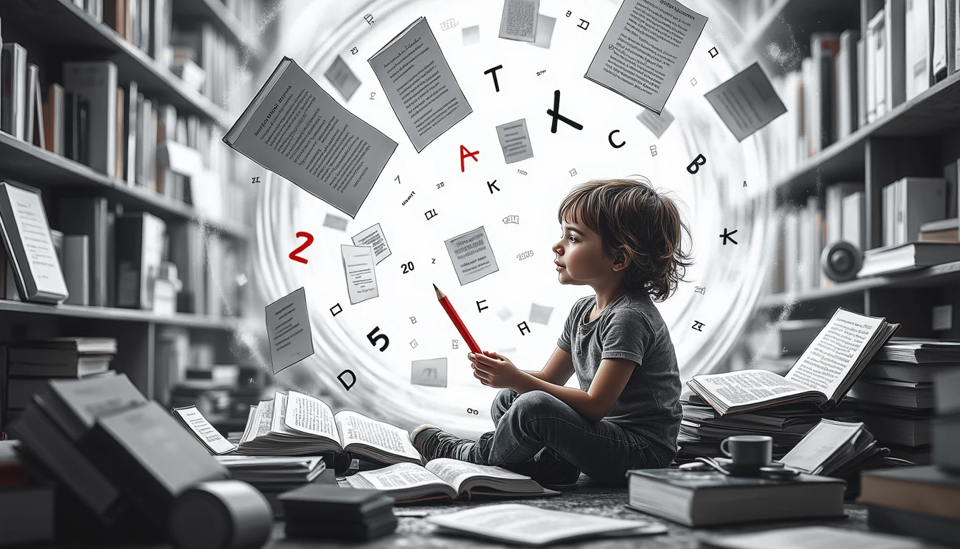 Child navigating learning chaos with AI companion's guidance