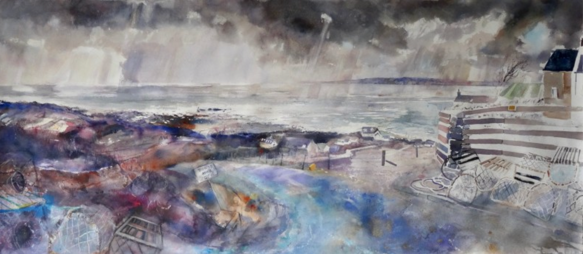 Sunlight bursts through the rain clouds, Stein, Isle of Skye