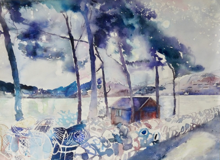 Starry night, moonlight on the water, Isle of Skye