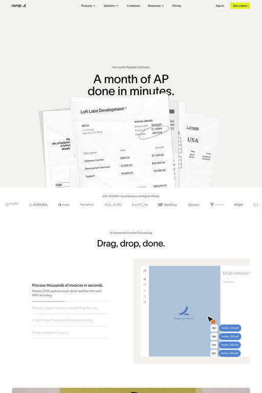 Ramp Accounts Payable website screenshot