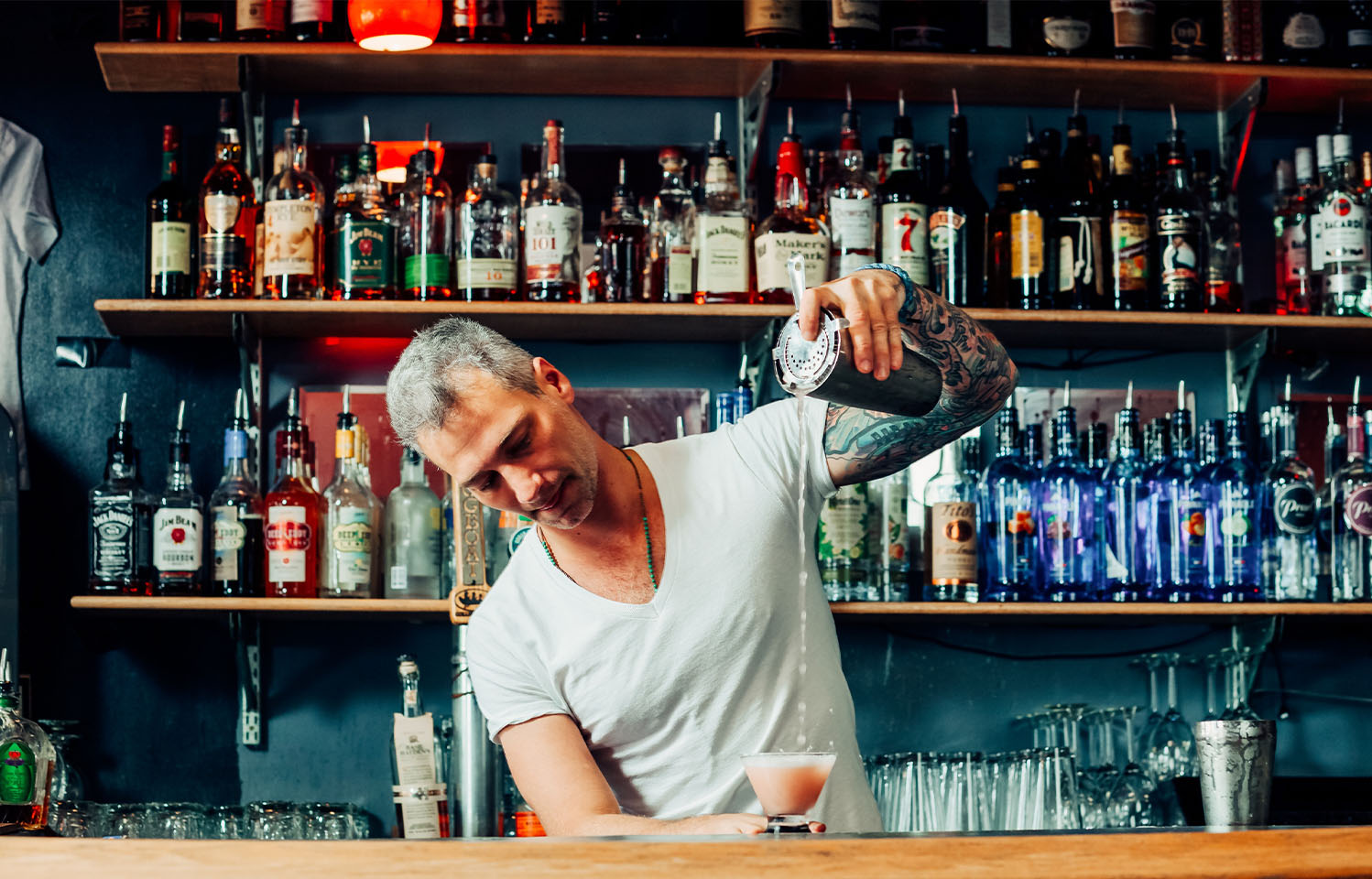 Relax with a speciality cocktail in Teller's Gallery & Bar in Columbia, MO.