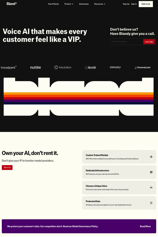Bland AI website screenshot