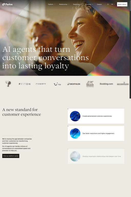 Parloa website screenshot