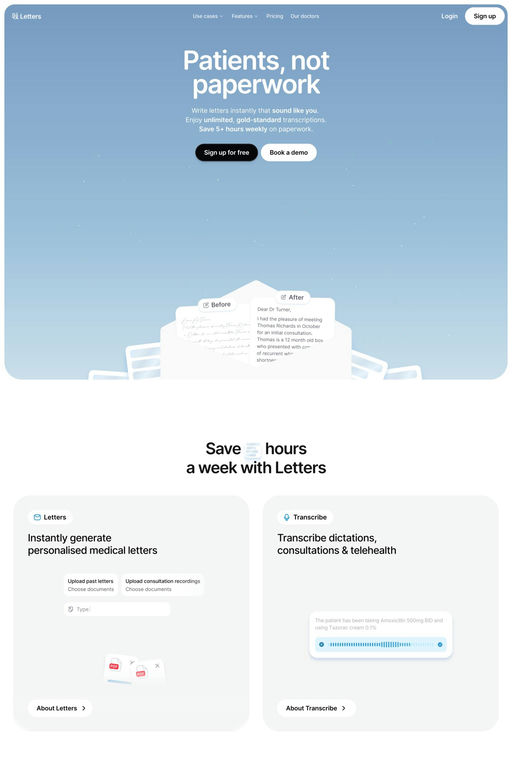 Letters website screenshot