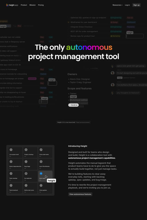 Height website screenshot
