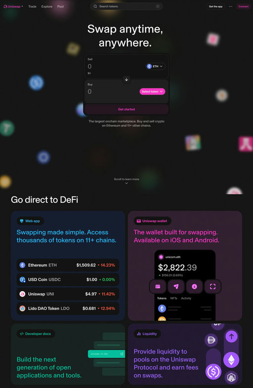 Uniswap website screenshot