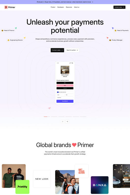 Primer website screenshot