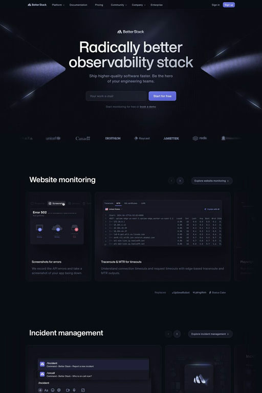 Better Stack website screenshot