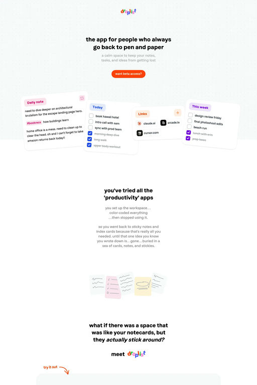 Droplist website screenshot