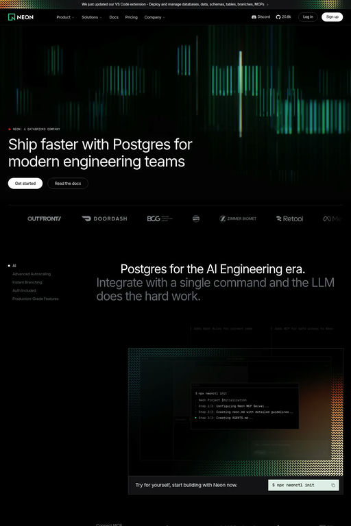 Neon website screenshot