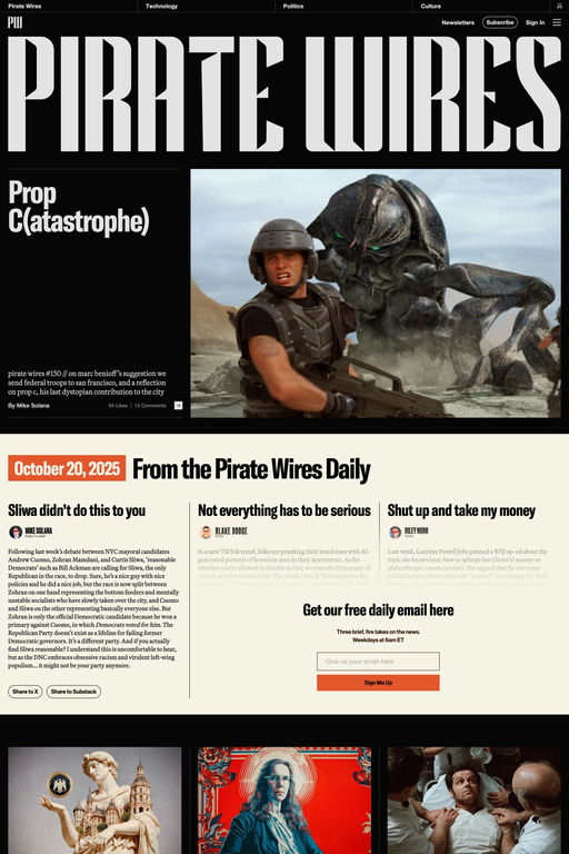 Pirate Wires website screenshot