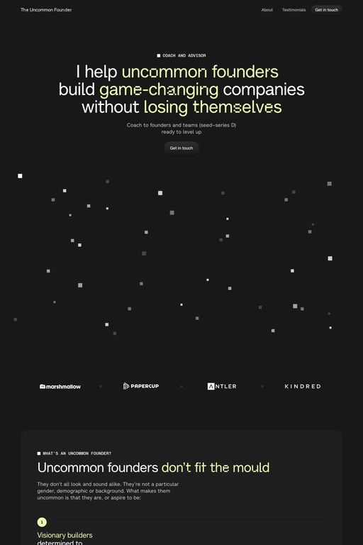 The Uncommon Founder website screenshot