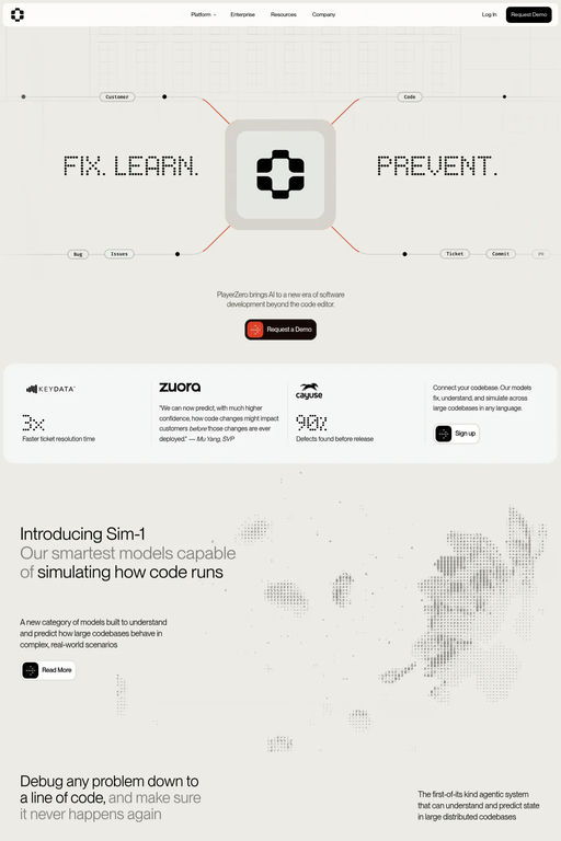 PlayerZero website screenshot