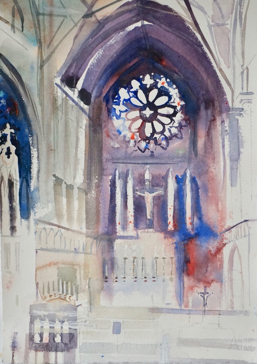 Altar and stained glass, church, Peckham.