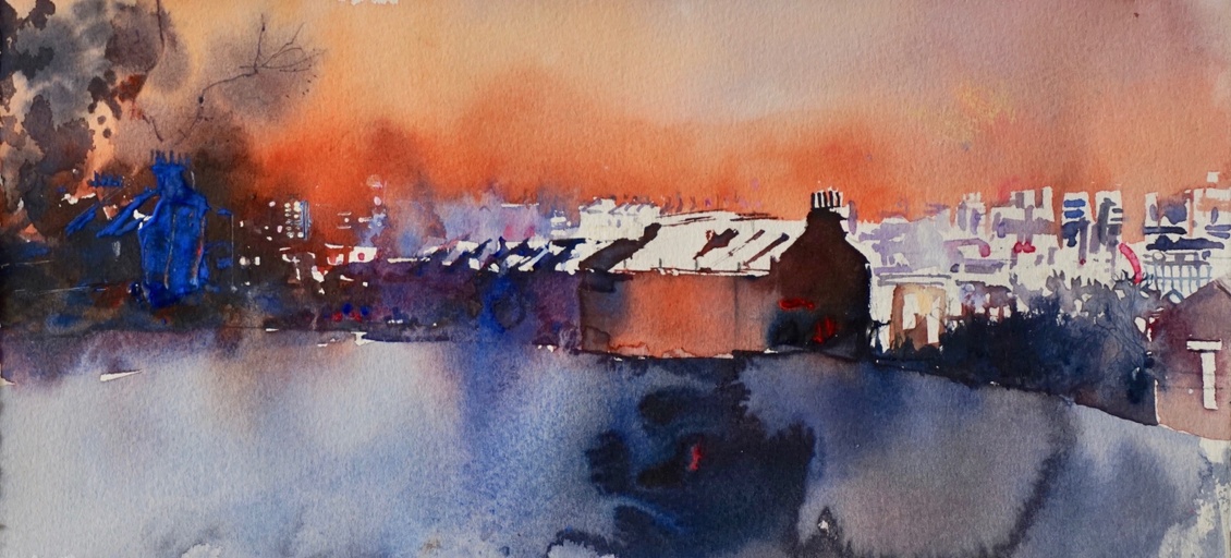 Everyone at home, lights on Telegraph Hill.