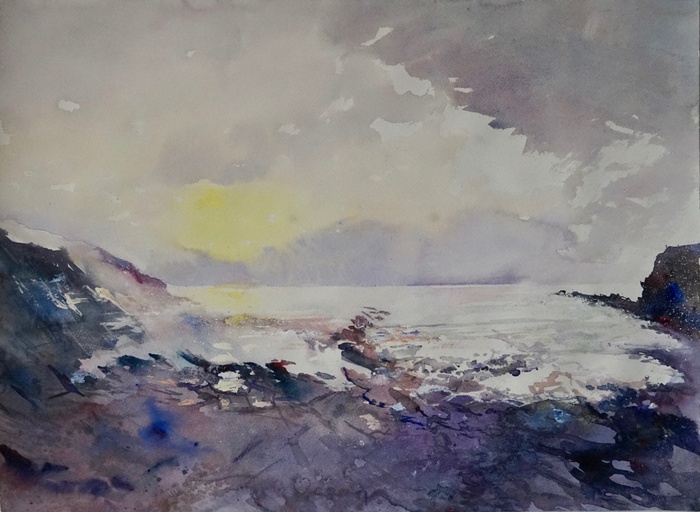 Winter's Sunlight in the bay, north Cornwall.