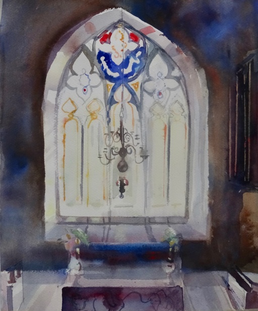 Window light in a dark church, Kent