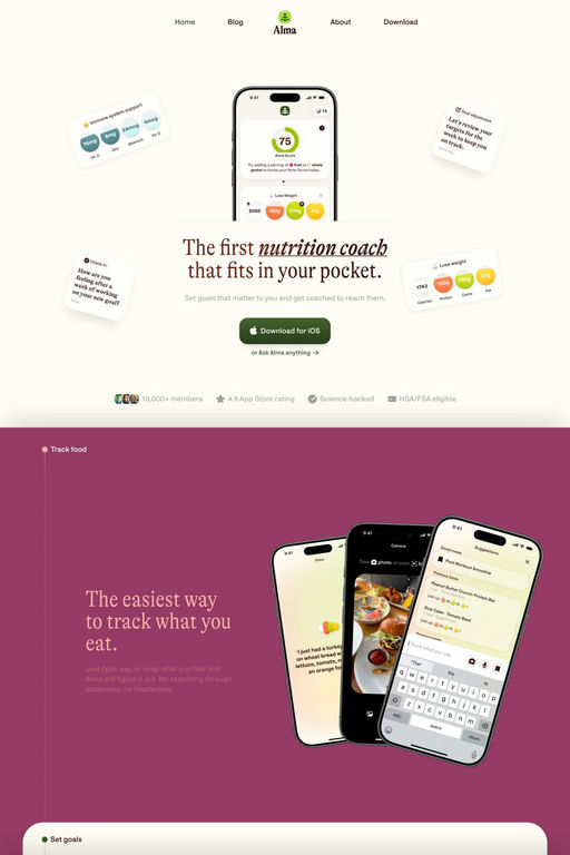 Alma website screenshot