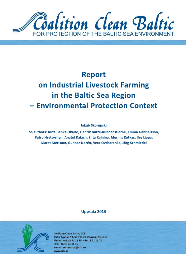 CCB Report on Industrial Livestock Farming in the BSR - Environmental Protection Context