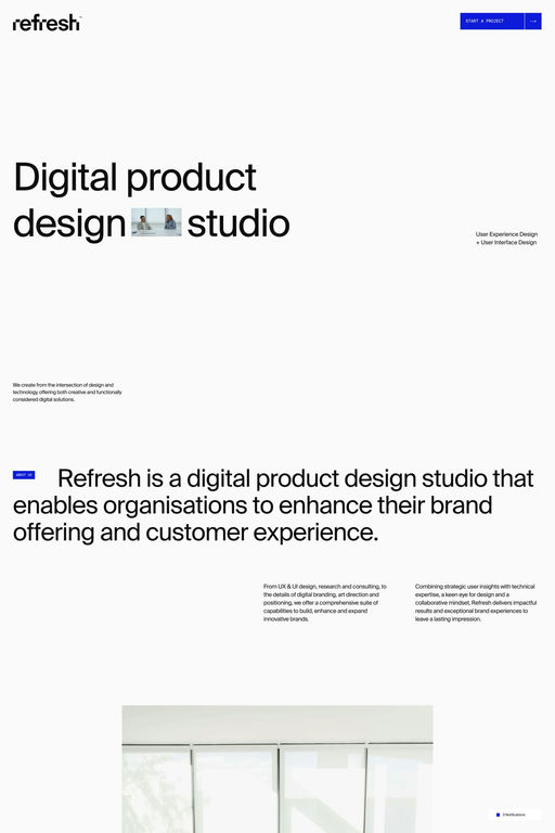 Refresh Studio website screenshot