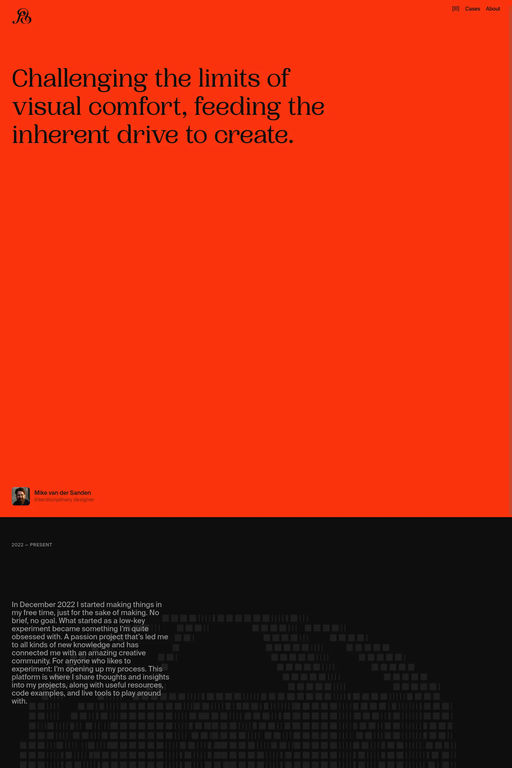 Mike van der Sanden website screenshot