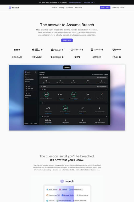 Tracebit website screenshot