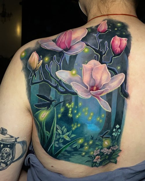 Realistic floral galaxy panel