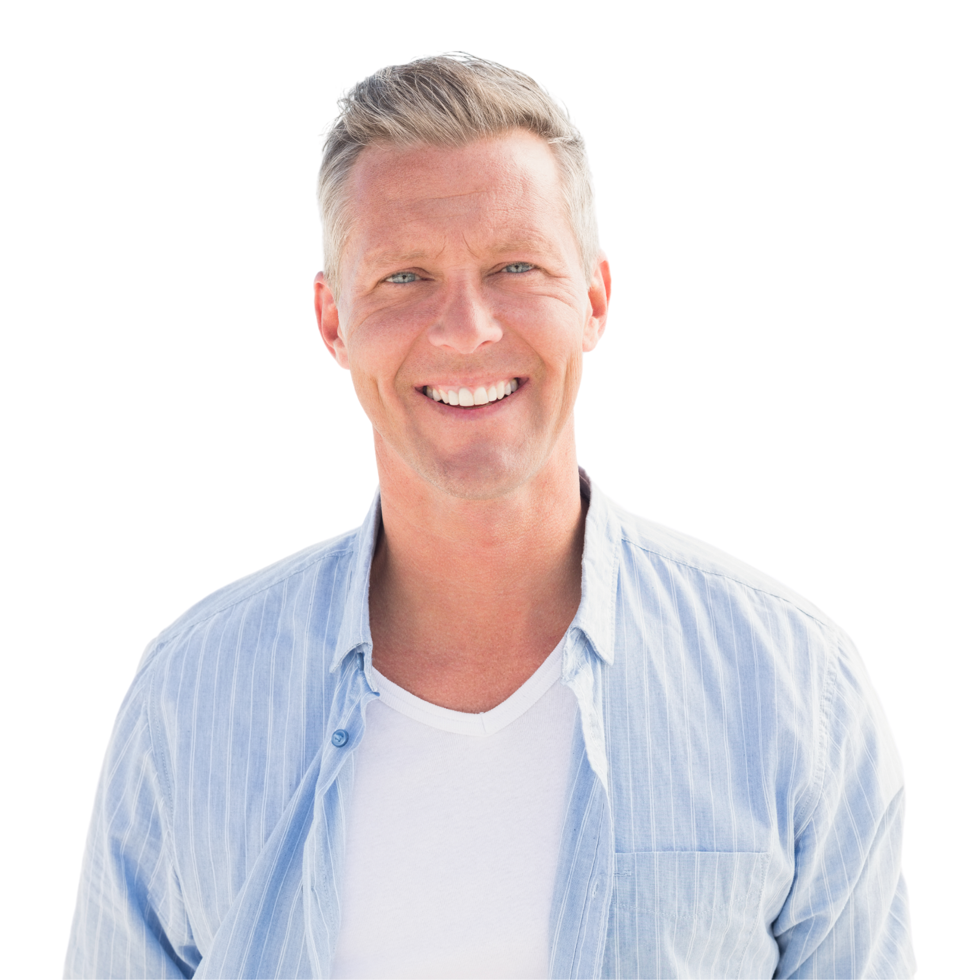 A woman with long hair is smiling with her hands on her face.