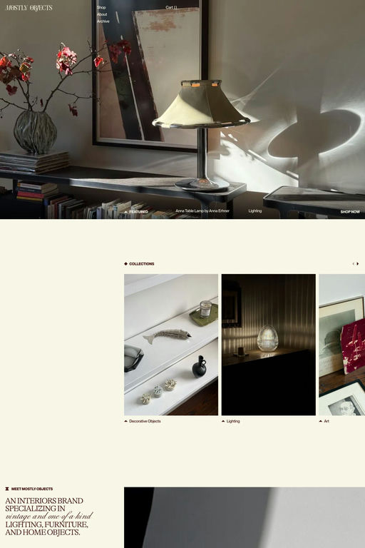Mostly Objects website screenshot