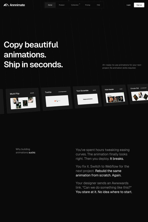Annnimate website screenshot