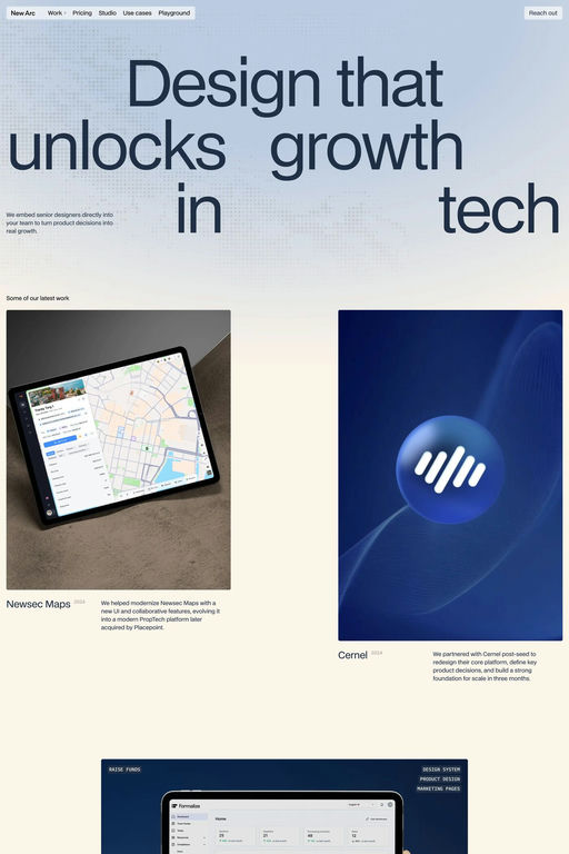 New Arc website screenshot