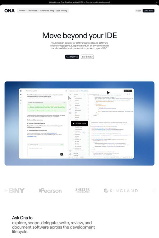 Ona website screenshot