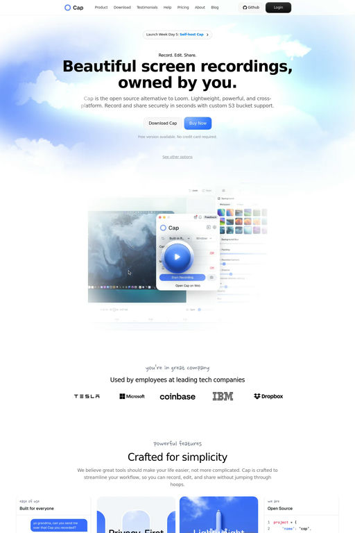 Cap website screenshot